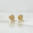 Topos Corazon Entrelazados 0.7gr / 6mm Circones Blancos Oro Amarillo 18K