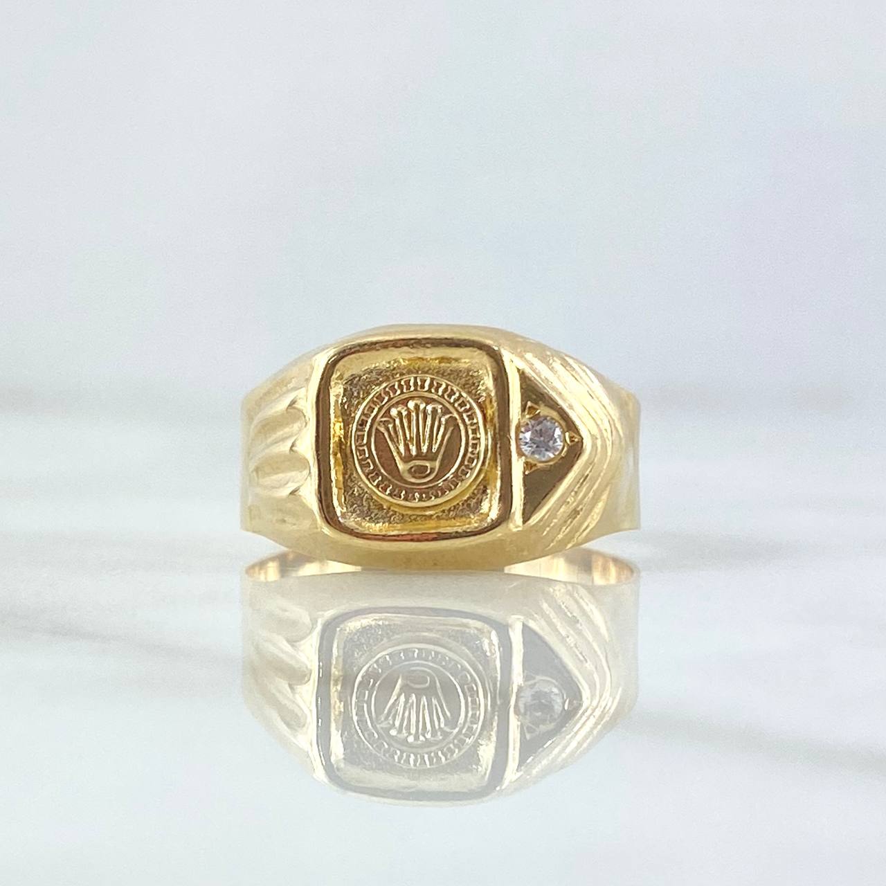 Anillo  Corona Sello RX  3.1gr / T8 3/4 / Circon Blanco Oro Amarillo 18K *