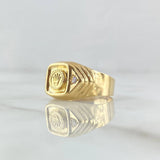Anillo  Corona Sello RX  3.1gr / T8 3/4 / Circon Blanco Oro Amarillo 18K *