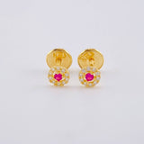 Topos Tupido Rojo 0.6 g / 8.4 mm Oro Amarillo 18K