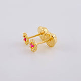 Topos Tupido Rojo 0.6 g / 8.4 mm Oro Amarillo 18K