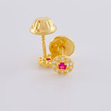 Topos Tupido Rojo 0.6 g / 8.4 mm Oro Amarillo 18K