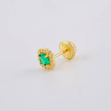 Topo Solitario Halo Cuadrado Semicurvo 0.45 g / 5.75 mm Oro Amarillo 18K
