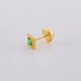 Topo Solitario Halo Cuadrado 0.3 g / 4.4 mm Oro Amarillo 18K