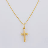 Set Cadena Veneciana + Dije Cruz Lisa Puntas Planas / 1.2 g / 50.3 cm Oro Amarillo 18K