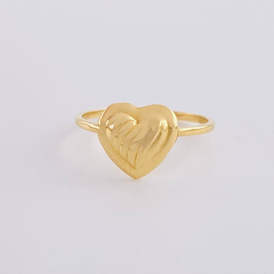 Anillo Corazón Sobresalto Lineal 1.1 g / T8 1/4 Oro Amarillo 18K