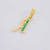 Dije Letra A Cursiva Esmeraldas 9Pts 0.8 g / 3.1 cm Oro Amarillo 18K