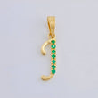 Dije Letra J Cursiva Esmeraldas 11Pts 0.8 g / 3.3 cm Oro Amarillo 18K