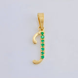 Dije Letra J Cursiva Esmeraldas 11Pts 0.8 g / 3.3 cm Oro Amarillo 18K