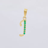 Dije Letra J Cursiva Esmeraldas 11Pts 0.8 g / 3.3 cm Oro Amarillo 18K