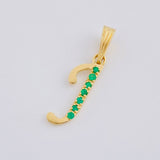 Dije Letra J Cursiva Esmeraldas 11Pts 0.8 g / 3.3 cm Oro Amarillo 18K