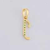 Dije Letra J Cursiva Esmeraldas 11Pts 0.8 g / 3.3 cm Oro Amarillo 18K
