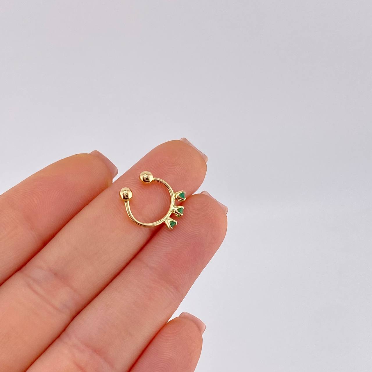Piercing Green Crown Esmeraldas 18Pts 0.6 g / 2.4 cm Oro Amarillo 18K