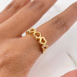 Anillo Corazones 2.45gr / T6 3/4 / Circones Blancos Oro Amarillo 18K $