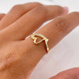 Anillo Silueta Corazon 1.45gr / T6 3/4 / Circones Blancos Oro Amarillo 18K $