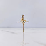 Dije Cruz Corazones 1.7gr / 3.4cm / Circones Verde Blancos Oro Amarillo 18K $