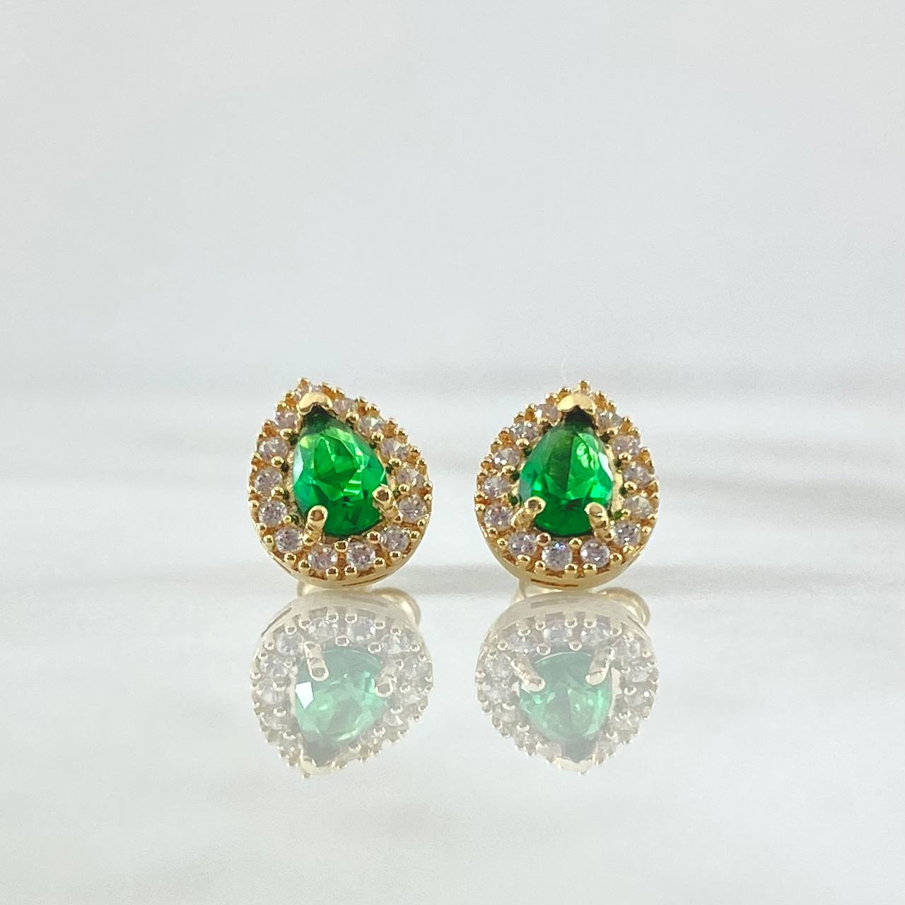 Topos Gota 2.65gr / 1cm / Circones Blancos - Verde Oro Amarillo 18K