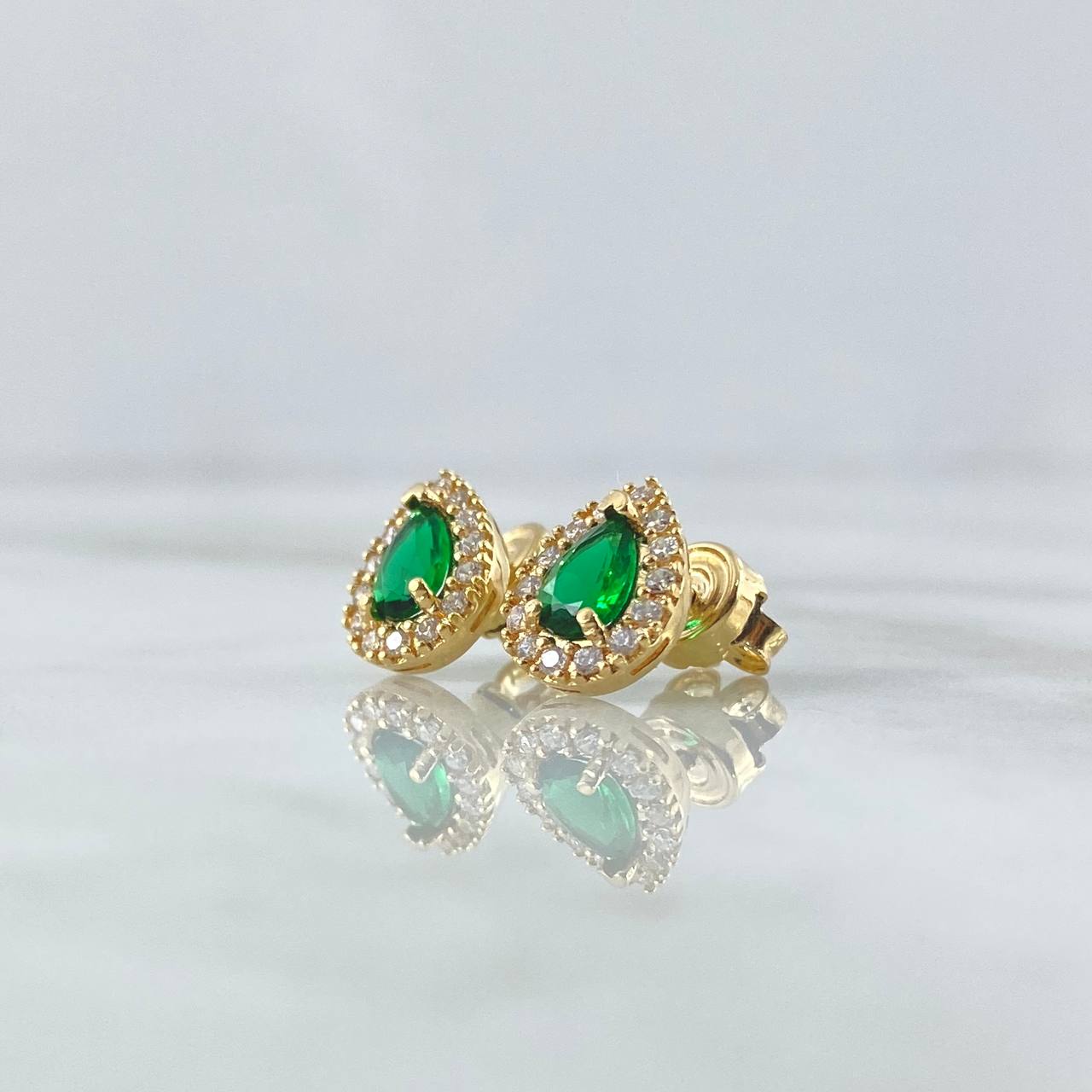 Topos Gota 2.65gr / 1cm / Circones Blancos - Verde Oro Amarillo 18K