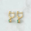 Candongas Cuadro Colgante 2.5gr / 2.1cm / Esmeraldas 66Pts - Diamantes Blancos 09Pts Oro Amarillo 18K ©