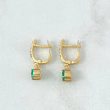 Candongas Cuadro Colgante 2.5gr / 2.1cm / Esmeraldas 66Pts - Diamantes Blancos 09Pts Oro Amarillo 18K ©