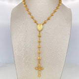 Rosario Virgen Milagrosa Cruz Cristo 13.8 g / 60 cm / 5-6mm mm Oro Amarillo 18K