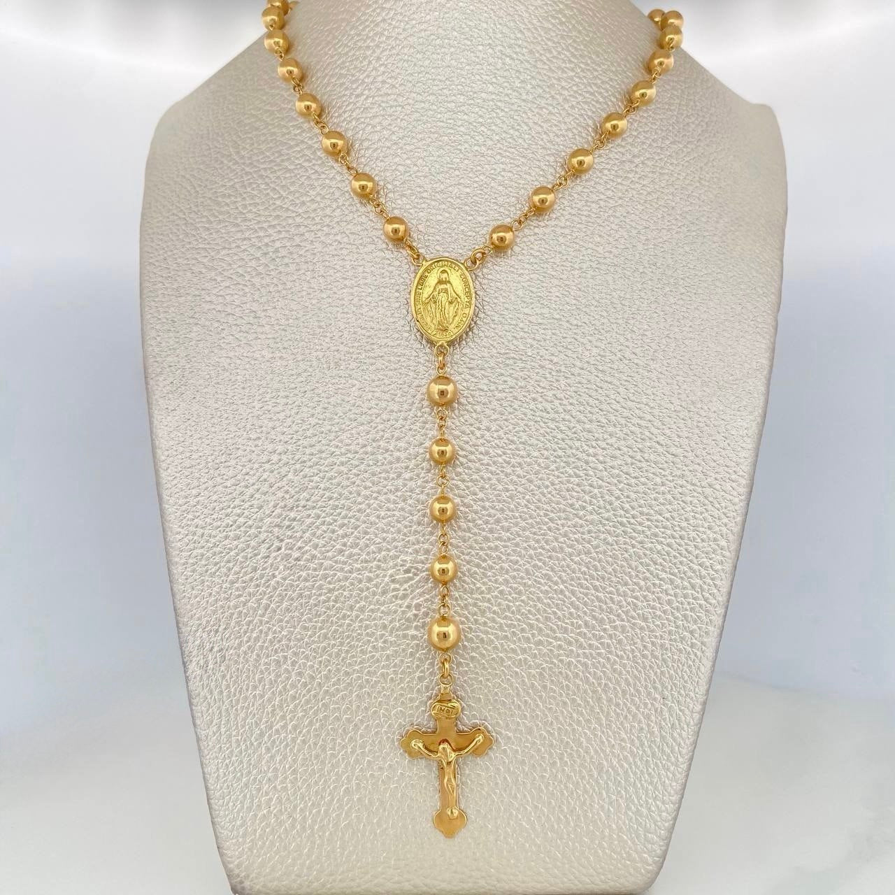 Rosario Virgen Milagrosa Cruz Cristo 13.9 g / 60 cm / 6 mm Oro Amarillo 18K