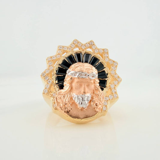 Anillo Rostro Cristo 11.45gr / T8 1/4 / Tres Oros 18K
