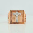 Anillo Cruz Cristo Milagroso 12.5gr / T11 1/2 / Dos Oros Blanco Rosa 18K $