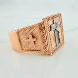 Anillo Cruz Cristo Milagroso 12.5gr / T11 1/2 / Dos Oros Blanco Rosa 18K $