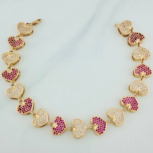 Pulso Corazones 22.1gr / 20.5cm / 10.8mm Oro Amarillo 18K