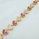Pulso Corazones 22.1gr / 20.5cm / 10.8mm Oro Amarillo 18K