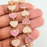 Pulso Corazones 22.1gr / 20.5cm / 10.8mm Oro Amarillo 18K