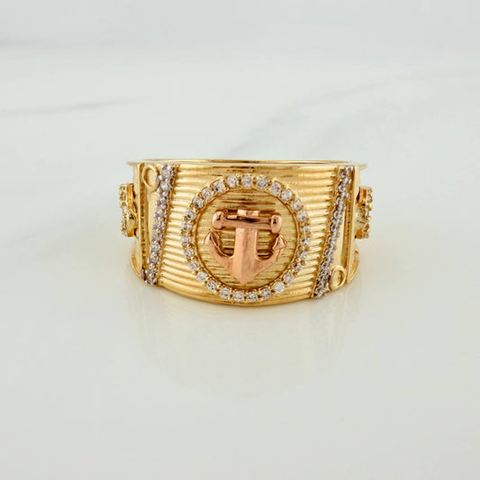 Anillo Ancla 10.5gr / T10 / Tres Oros 18K