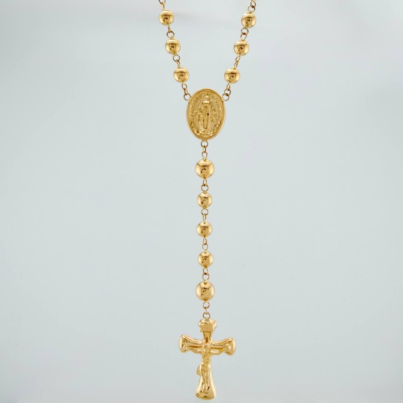 Rosario Virgen Milagrosa Cruz Cristo 12.55gr / 59cm / 5mm-6mm Oro Amarillo 18K %