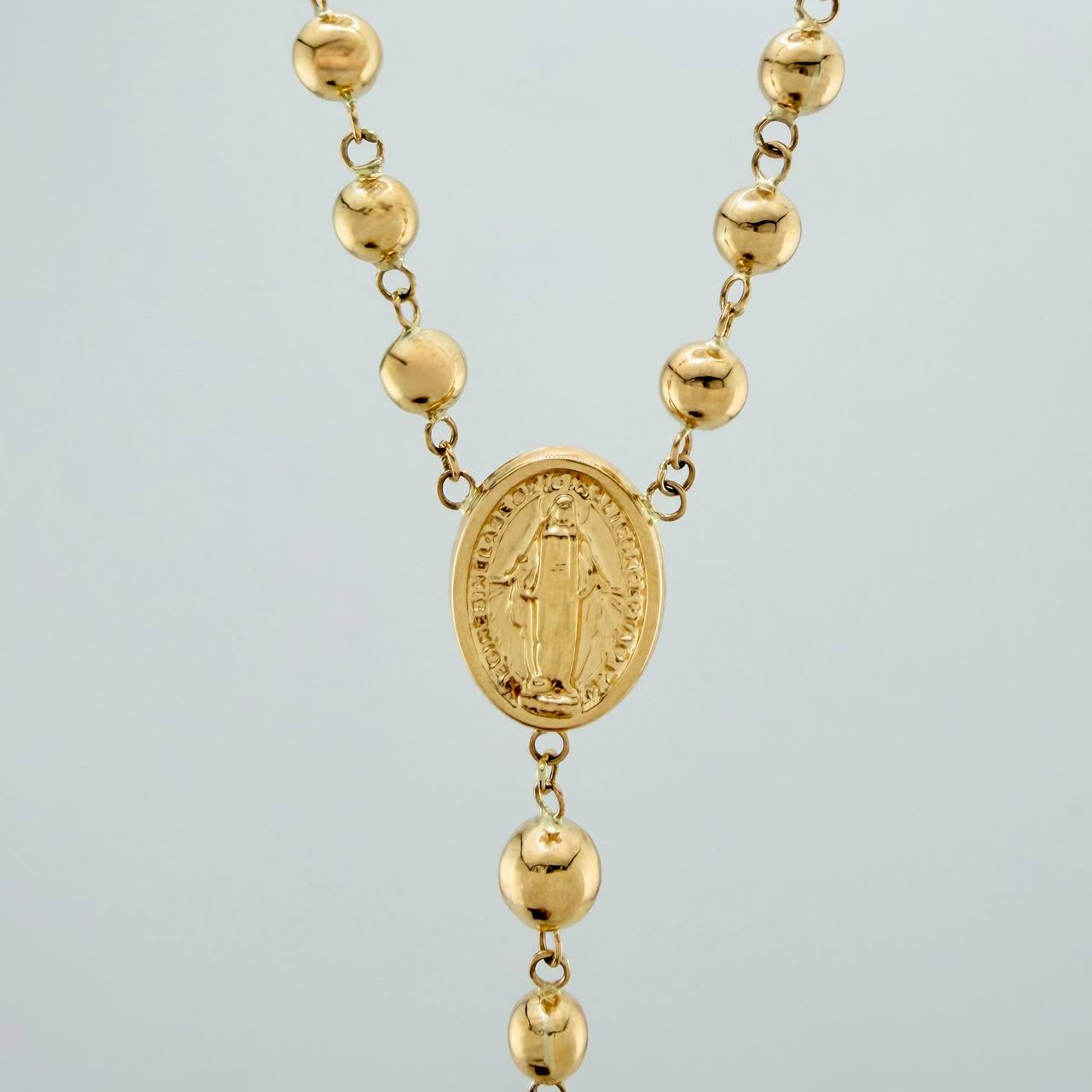 Rosario Virgen Milagrosa Cruz Cristo 12.55gr / 59cm / 5mm-6mm Oro Amarillo 18K %