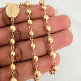 Rosario Virgen Milagrosa Cruz Cristo 12.55gr / 59cm / 5mm-6mm Oro Amarillo 18K %