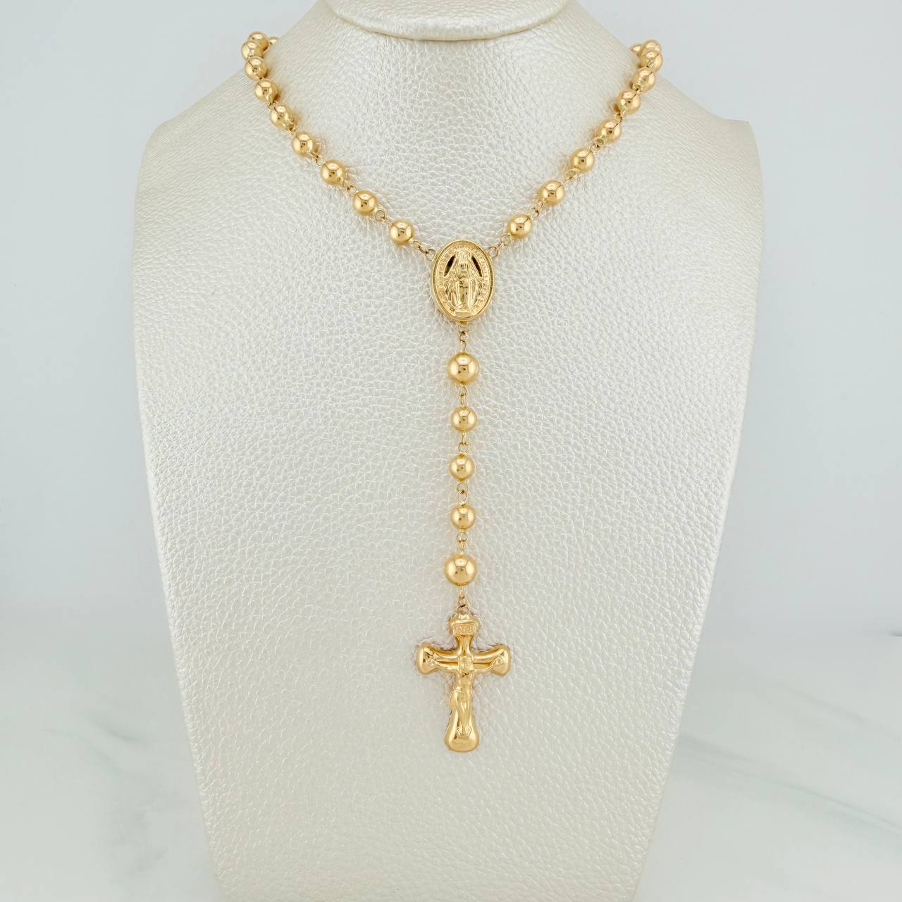 Rosario Virgen Milagrosa Cruz Cristo 12.55gr / 59cm / 5mm-6mm Oro Amarillo 18K %