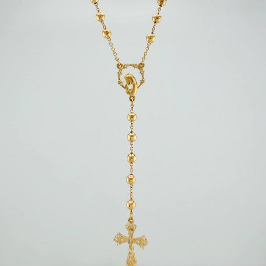 Rosario Virgen Maria Cruz 10.35gr / 60cm / 4mm-5mm Oro Amarillo 18K %