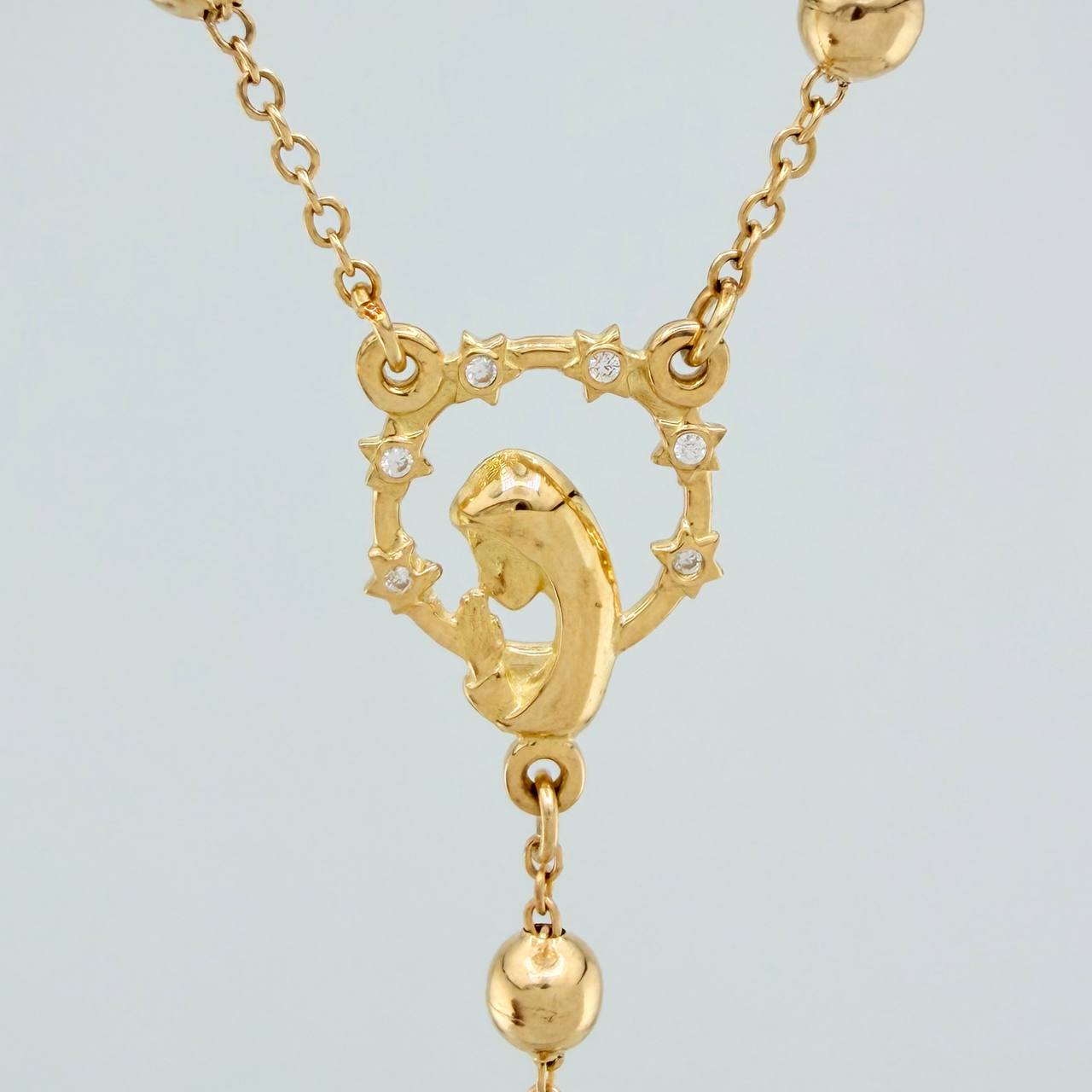 Rosario Virgen Maria Cruz 10.35gr / 60cm / 4mm-5mm Oro Amarillo 18K %