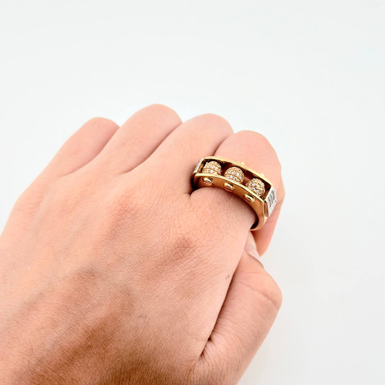 Anillo Bolas De Fuego 12.6gr / T10 1/2 / Dos Oros Amarillo Blanco 18K *