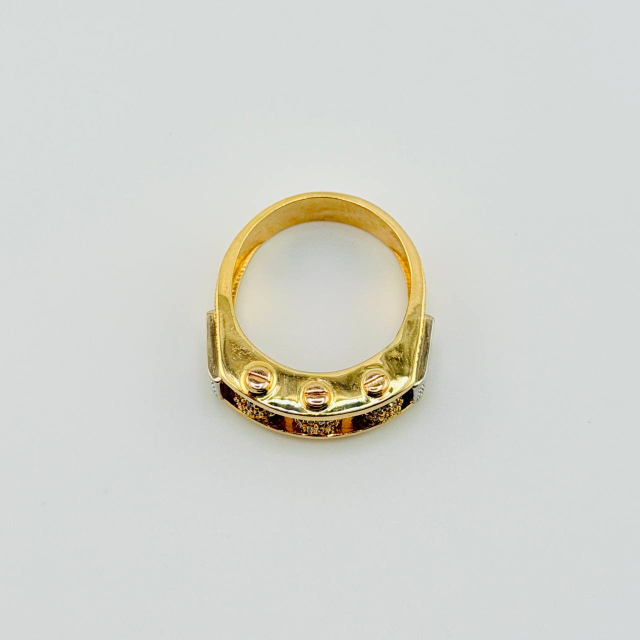 Anillo Bolas De Fuego 12.6gr / T10 1/2 / Dos Oros Amarillo Blanco 18K *