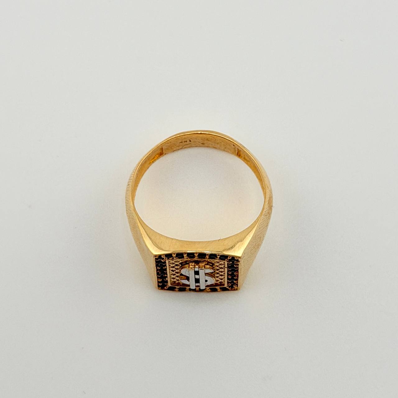 Anillo Sello Dólar 8.15gr / T9 1/2 / Dos Oros Amarillo Blanco 18K *