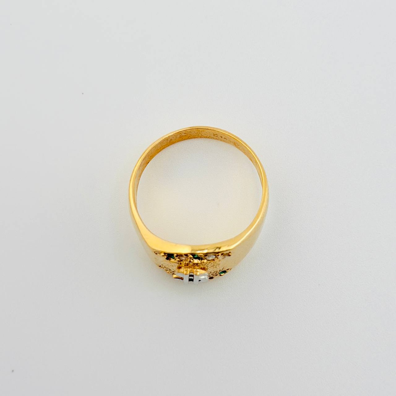 Anillo Sello Dólar 6.7gr / T9 1/4 / Dos Oros Amarillo Blanco 18K *