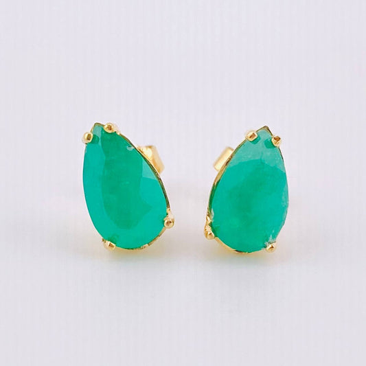 Topos Gota Ampliada Esmeraldas 3.3 Qts 2.95gr / 1cm / Oro Amarillo 18K