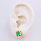 Topos Halo Cesta Corazones Esmeraldas 1.3 Qts Diamantes 45pts 5.1gr / 10mm Oro Amarillo 18K ©