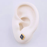 Topos Flor Trebol Zafiros 50pts 1.9gr / 7mm Oro Amarillo 18K ©