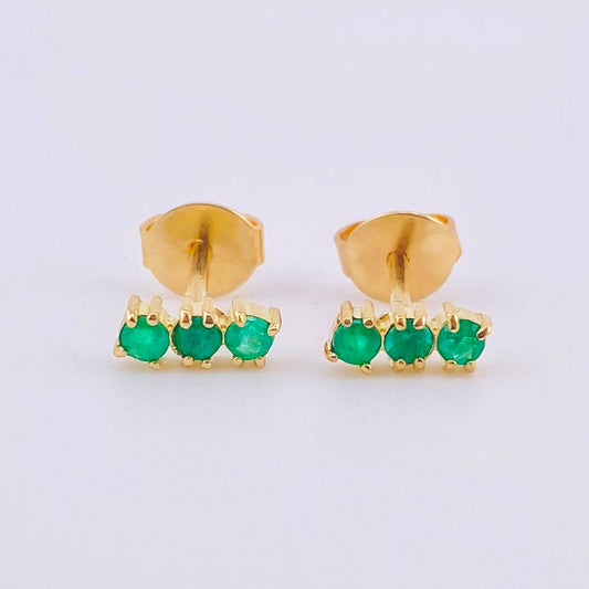 Topos Trio Esmeraldas 16pts 1.2gr / 0.7cm / Oro Amarillo 18K ©