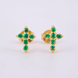 Topos Cruz Esmeraldas 18pts 1.2gr / 9mm Oro Amarillo 18K *