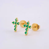 Topos Crúz Esmeraldas 18pts 1.2gr / 0.9cm / Oro Amarillo 18K ©