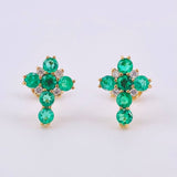 Topos Crúz de Embalce Esmeraldas 55pts Diamantes 10pts 1.75gr / 10mm Oro Amarillo 18K ©
